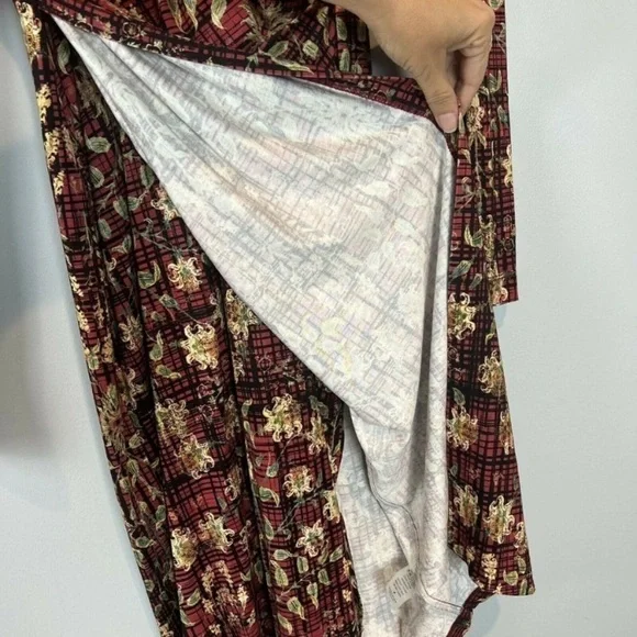 Peruvian Connection Botanical Leaf Print Faux Wrap Dress Size Medium - Picture 8 of 12